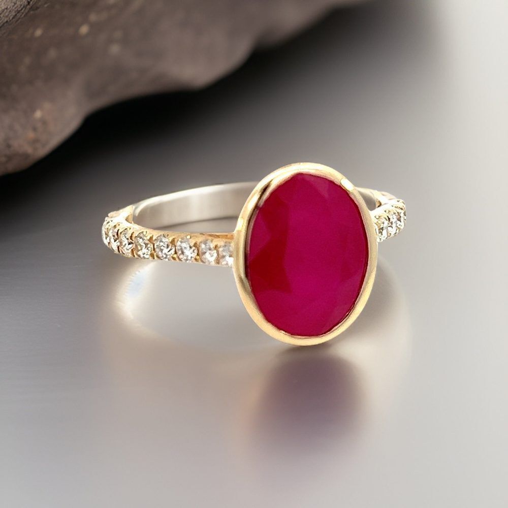 Natural Ruby Diamond Ring 6.75 14k Y Gold 4.38 TCW Certified $4,950 310583